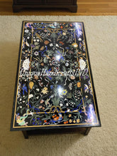 Marble Black Table Top Multi Color Semi Precious Stone Marquetry Inlay Pietra Dura Birds Art Hallway Decor Home Furniture Unique Handicrafts IND